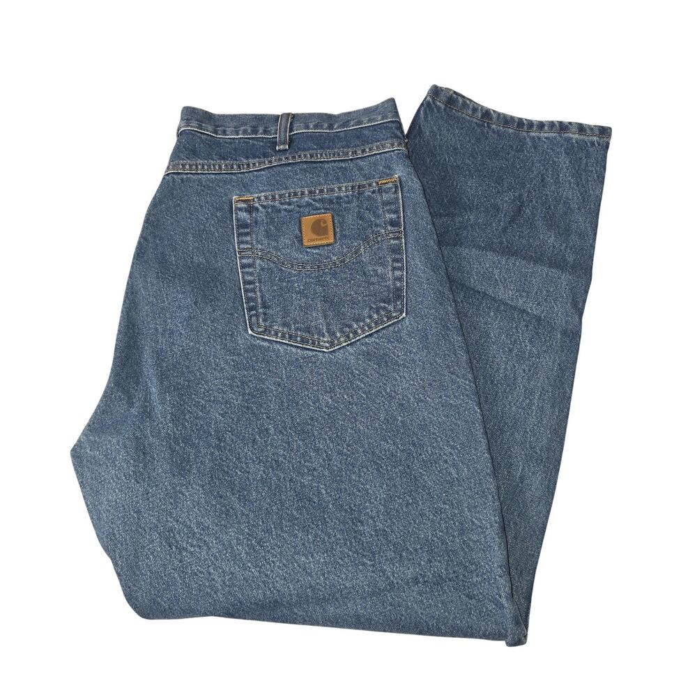 Carhartt Jeans Mens 40x32 Blue Relaxed Fit Tapered Leg Denim Workwear B17-DST